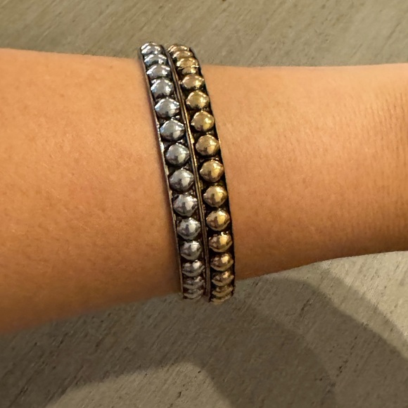 NEW Plunder Silver & Gold Bangle Set of 2 - Picture 4 of 5